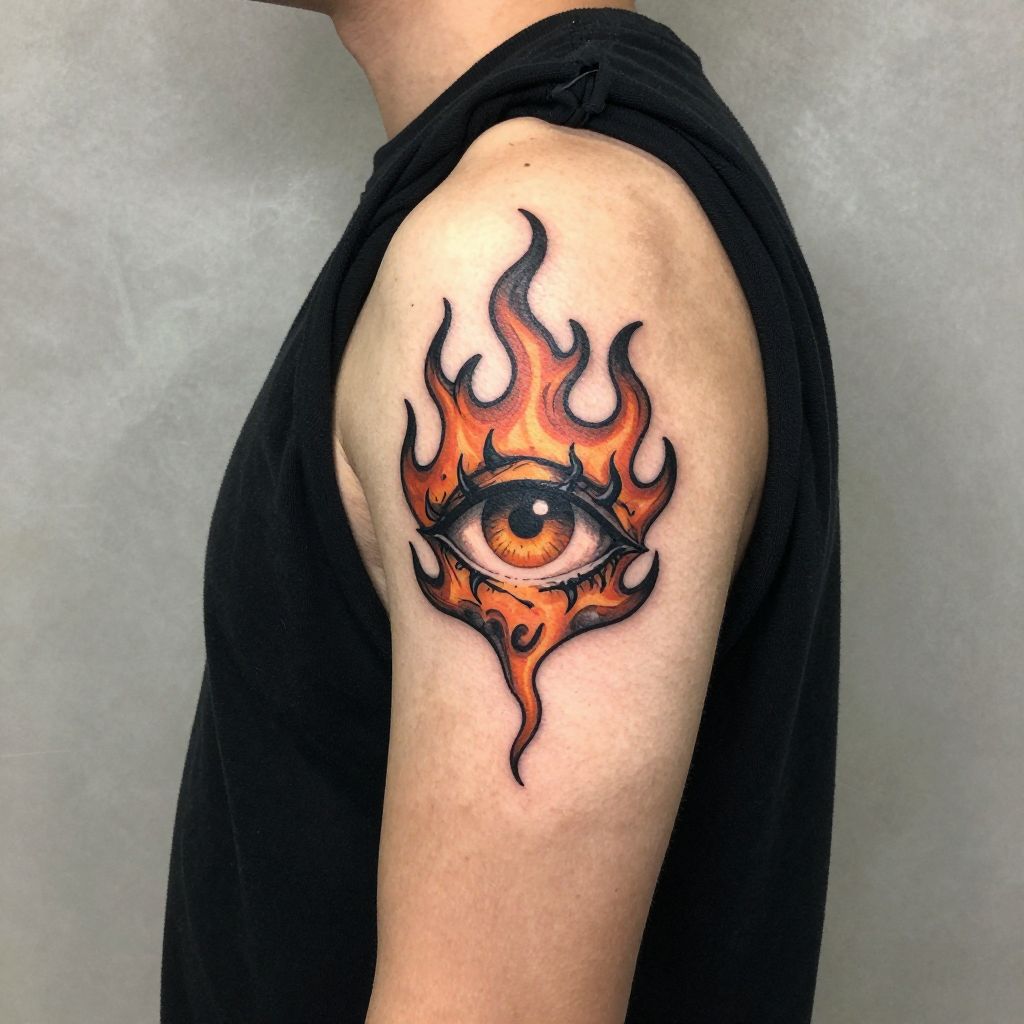 Flame of Frenzy eye tattoo