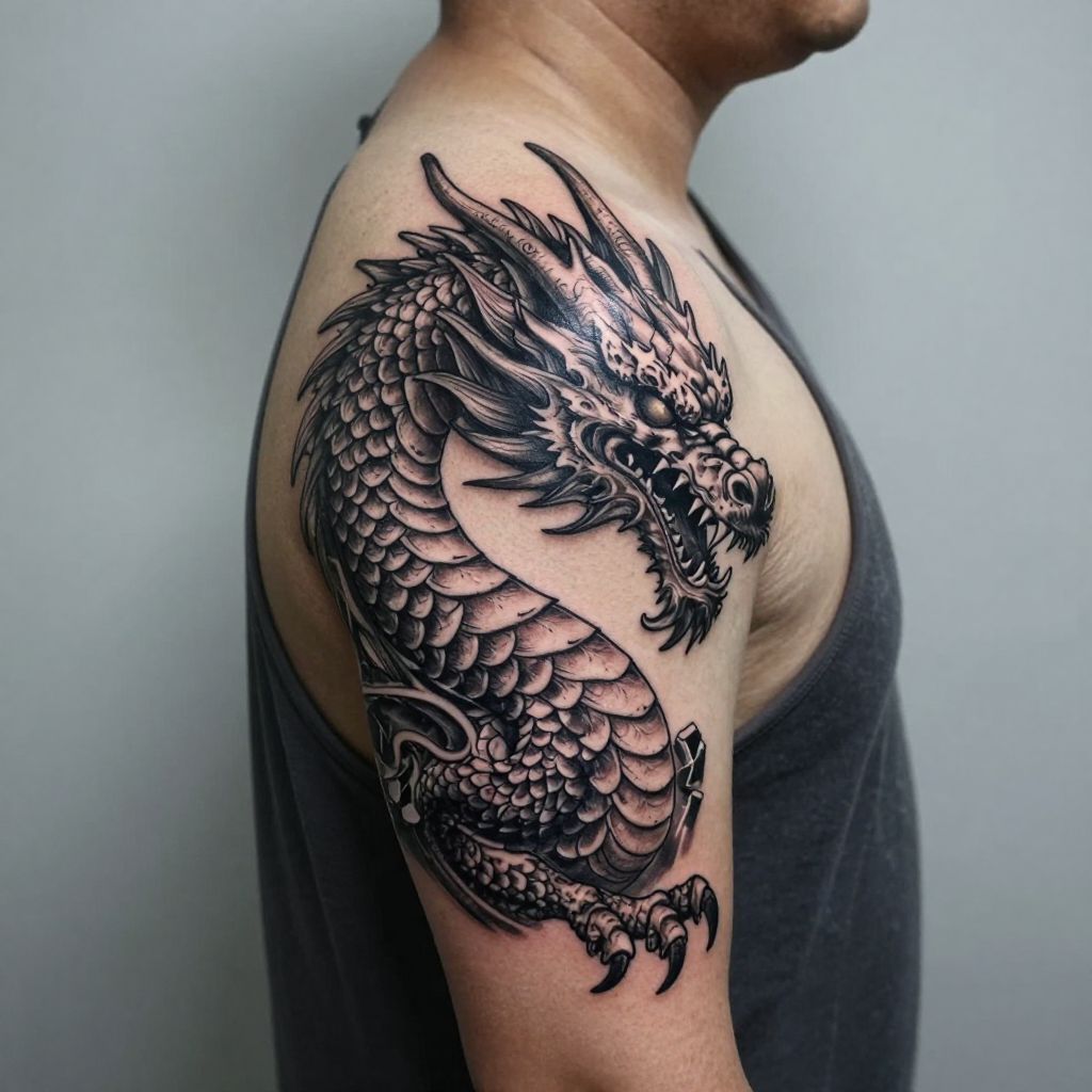 Ancient dragon fragment tattoo