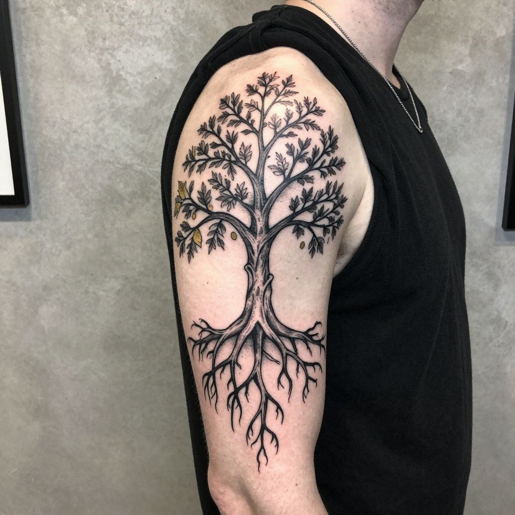 Erdtree branch and roots tattoo