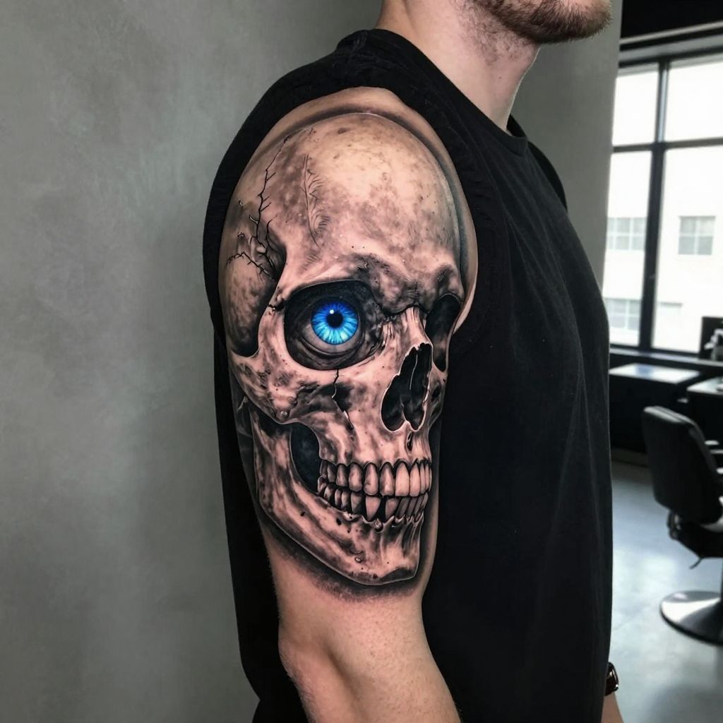 Evil Eye in an Eye Socket Skull tattoo idea