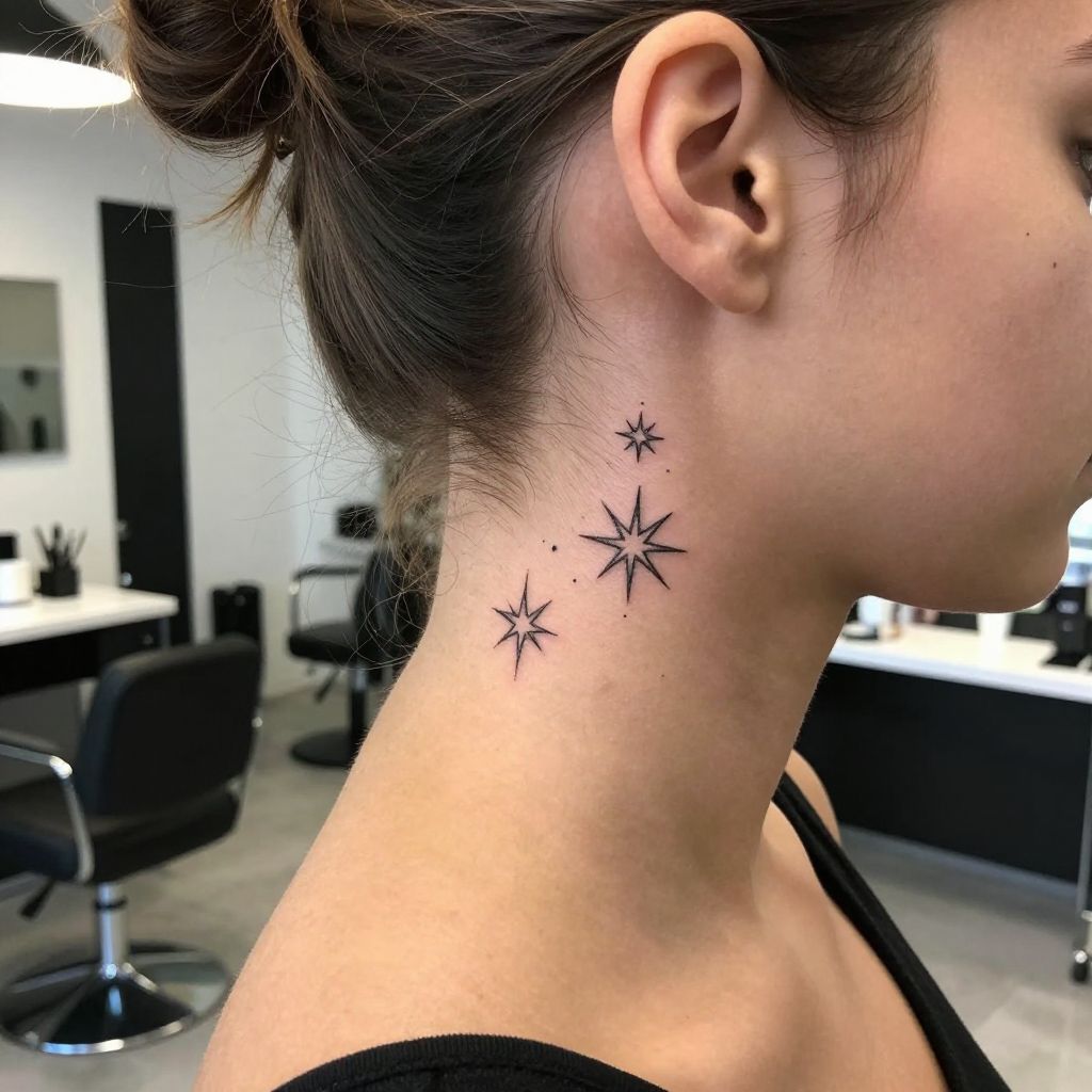 Nape of Neck Stars tattoo placement idea
