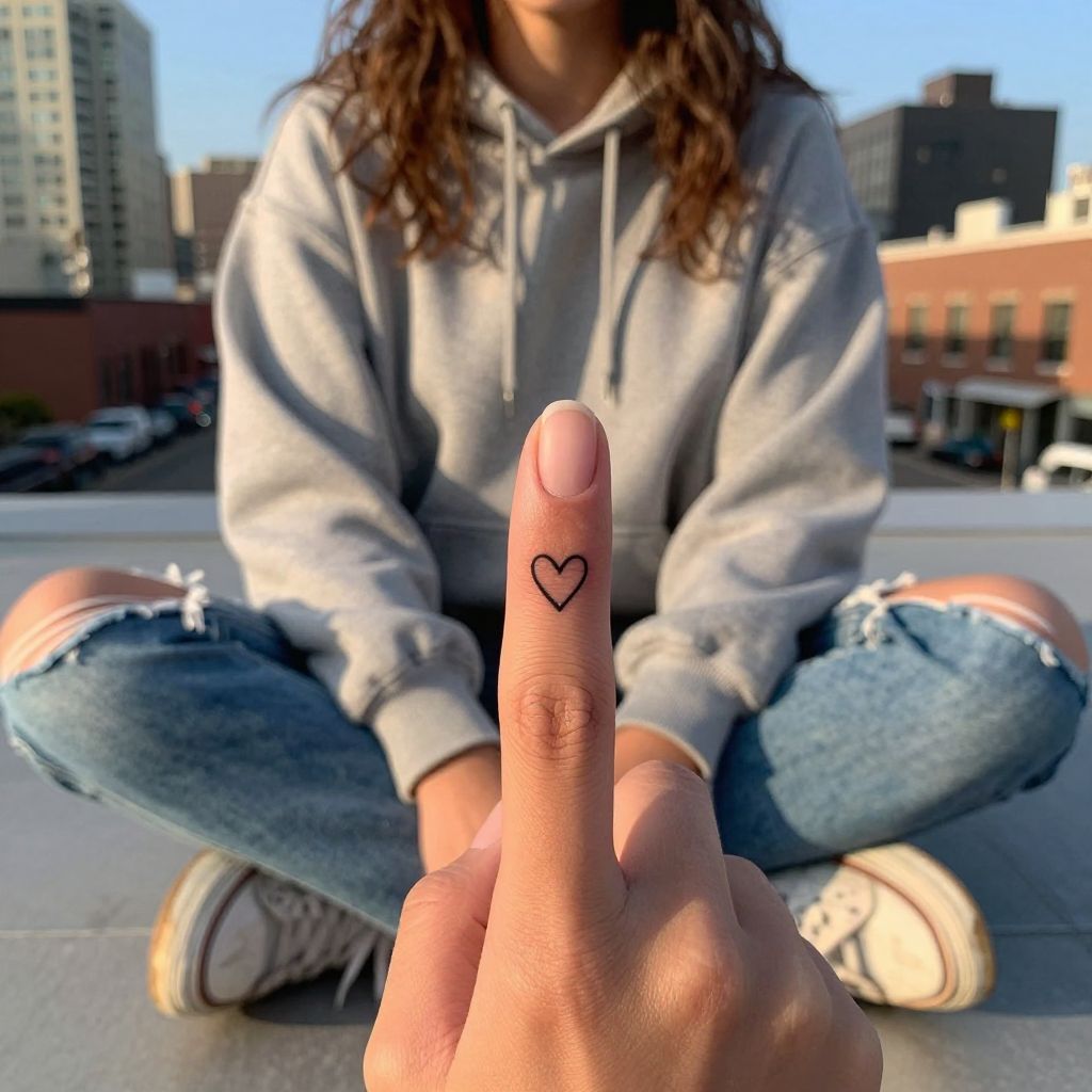Finger Micro Heart tattoo placement idea
