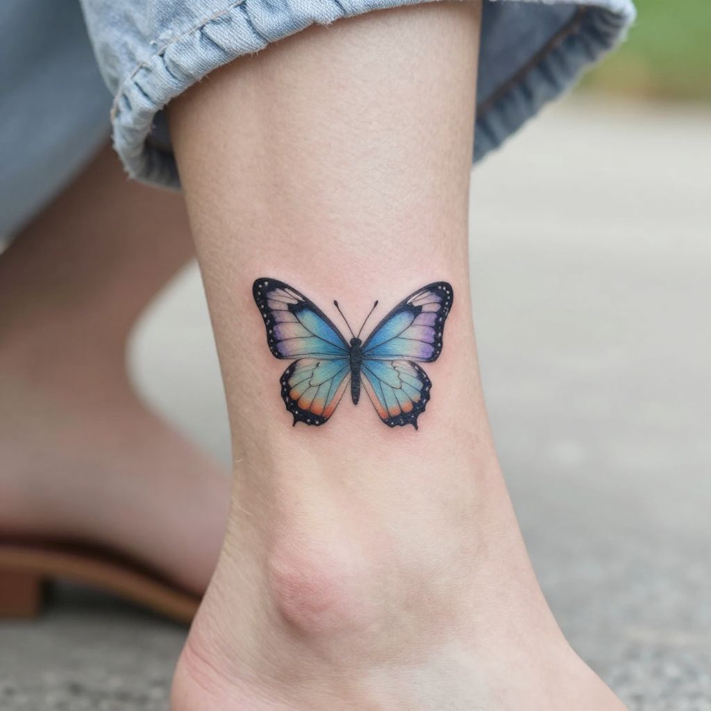 Ankle Butterfly tattoo placement idea