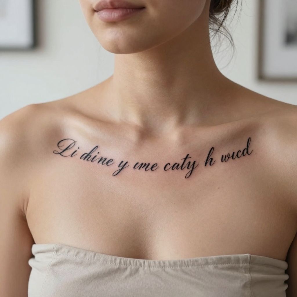 Collarbone Script Quote tattoo placement idea