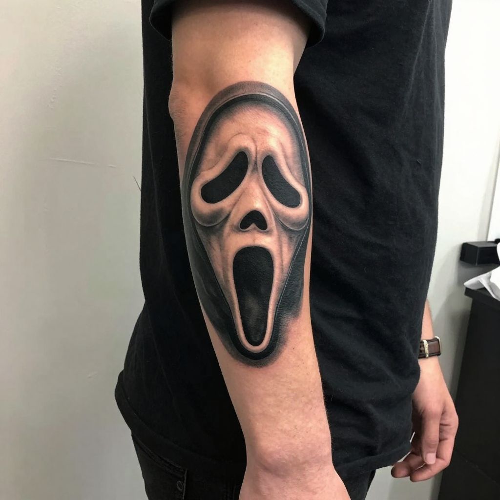 Ghostface Half Mask Design tattoo idea