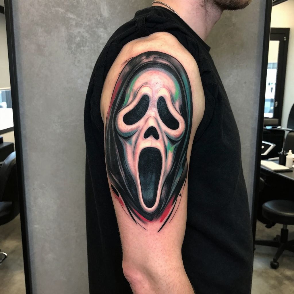 Ghostface Illustrated Comic Style tattoo idea