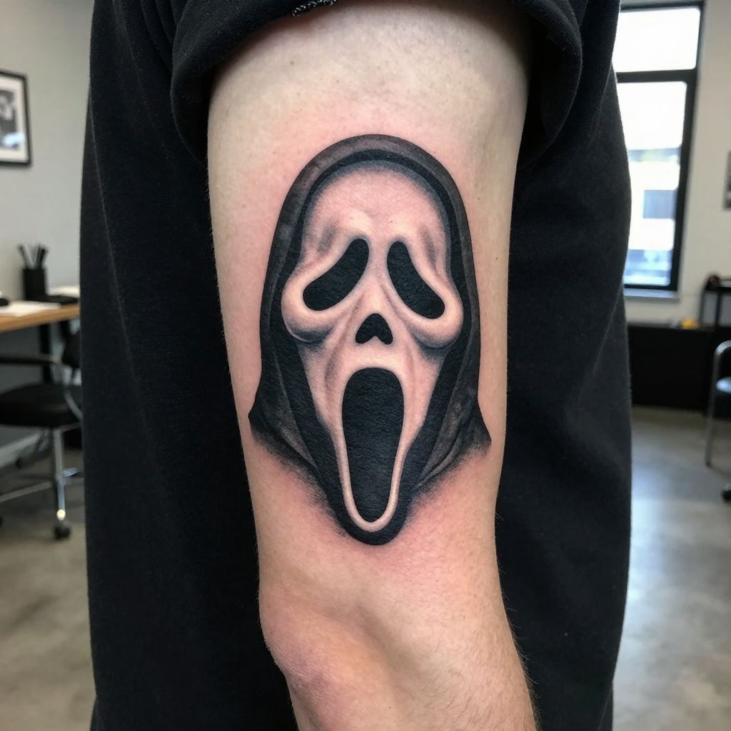 Abstract Ghostface Silhouette tattoo idea