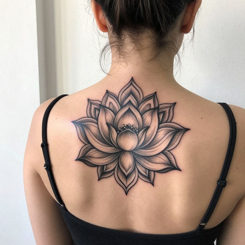 Lotus Mandala on Back of Neck tattoo idea