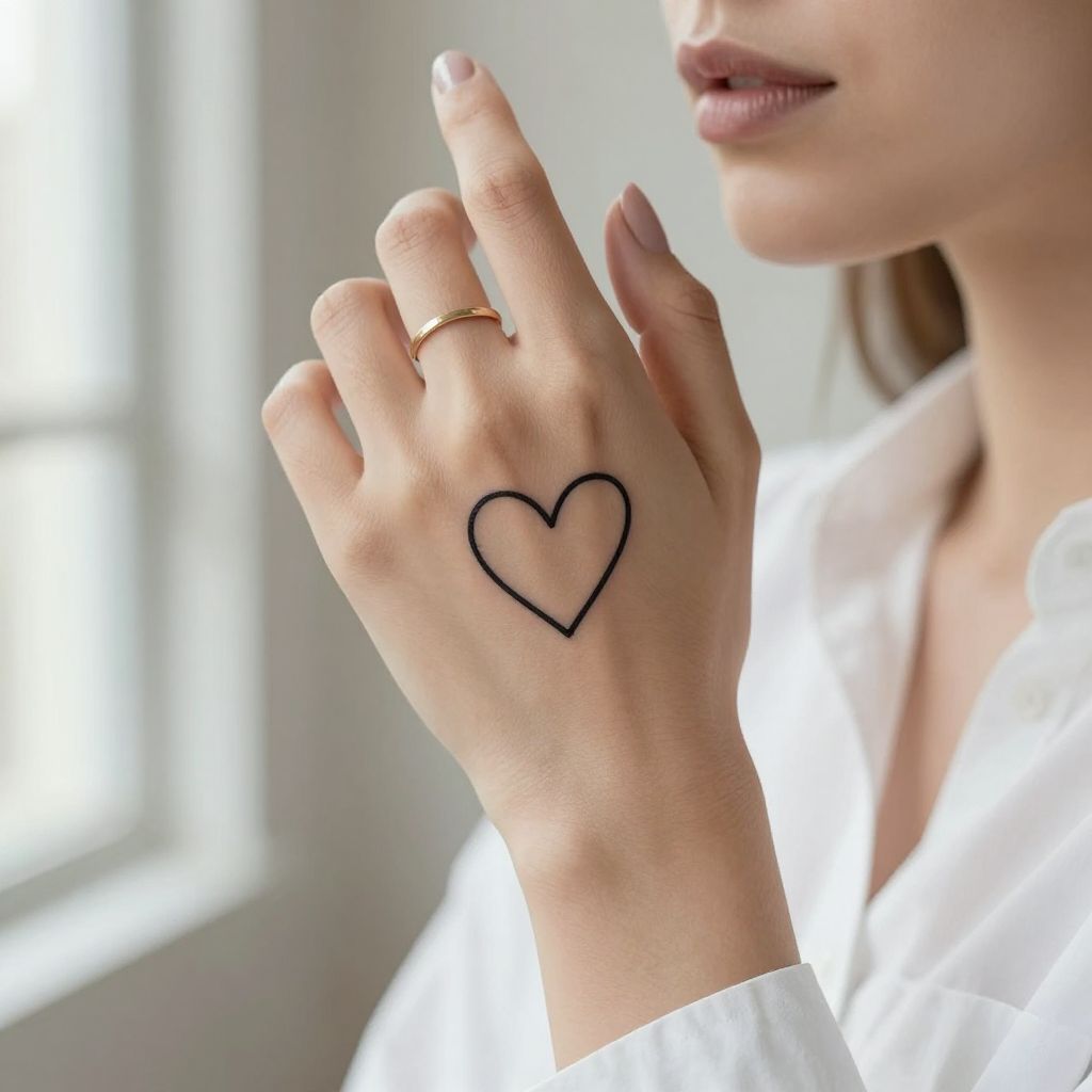 Minimalist Heart Finger Tattoo idea