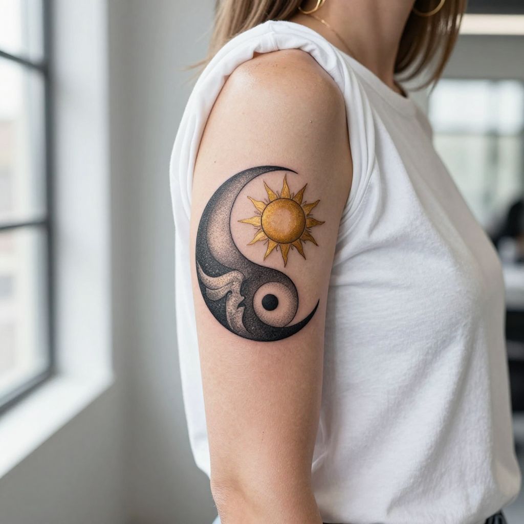 Sun and Moon Inner Forearm tattoo idea