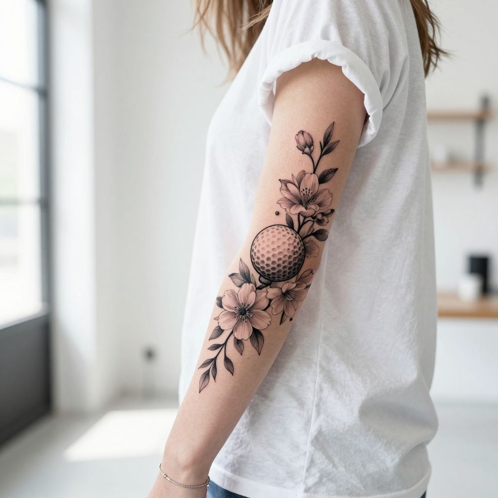 Golf Ball with Floral Elements