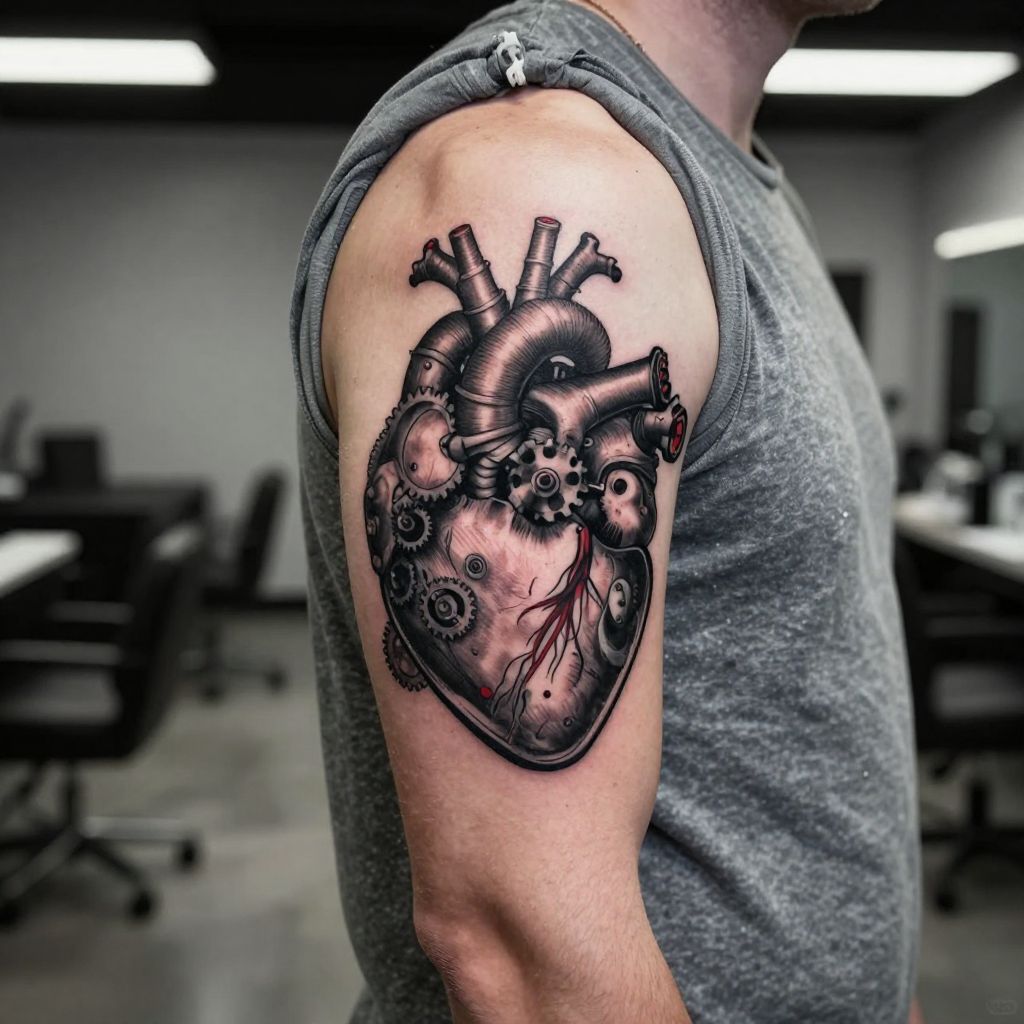 Mechanical Heart Tattoo