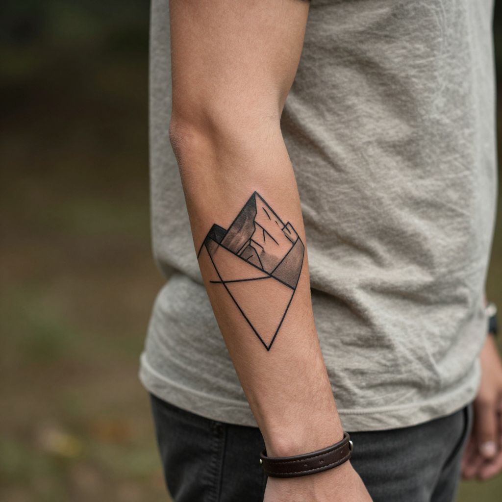 Geometric Mountain Tattoo