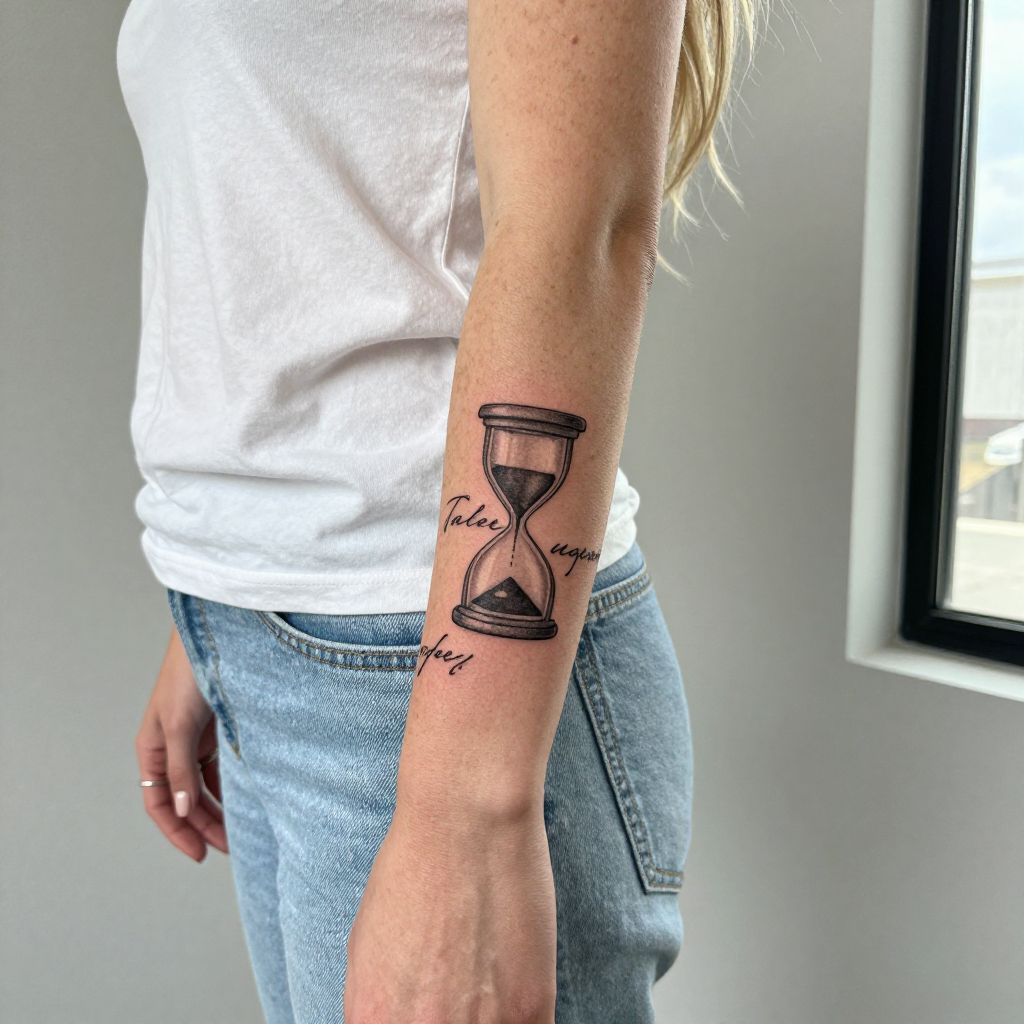 Hourglass with Script Quote