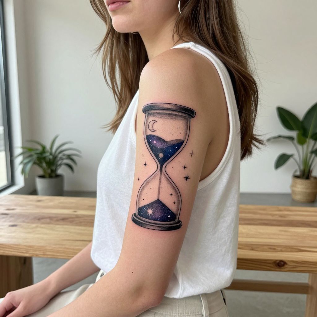 Hourglass with Celestial Bodies