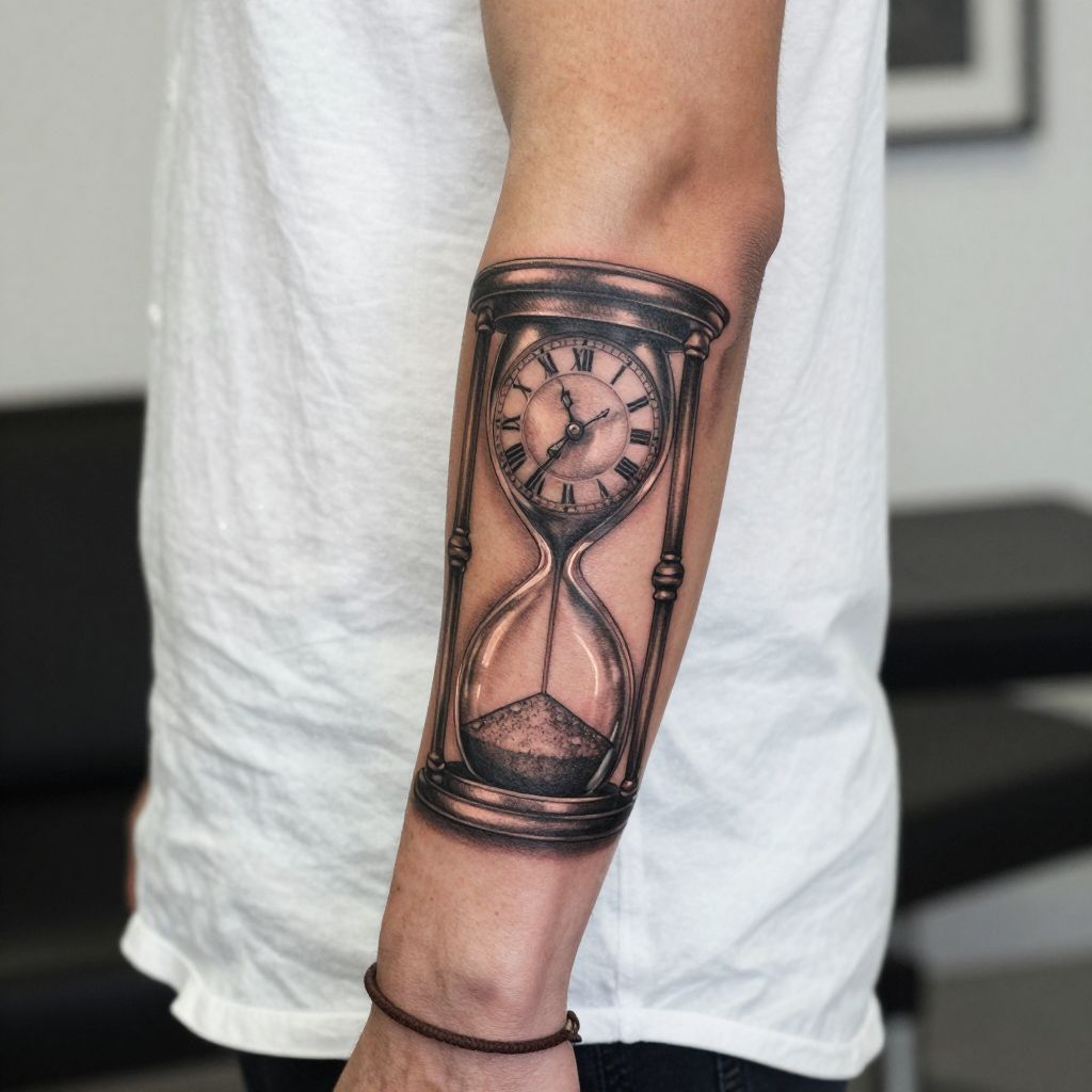Hourglass with a Clock Face