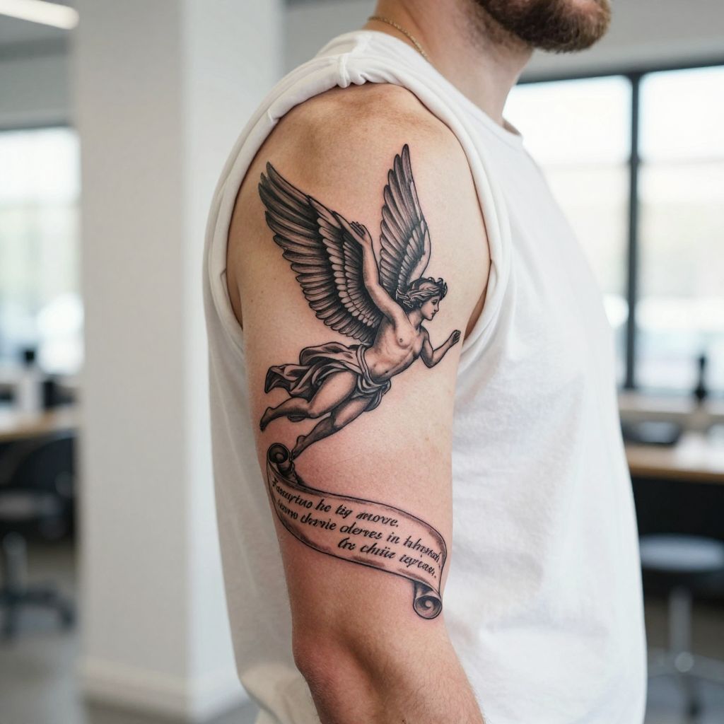 Icarus with Scroll or Banner Quote