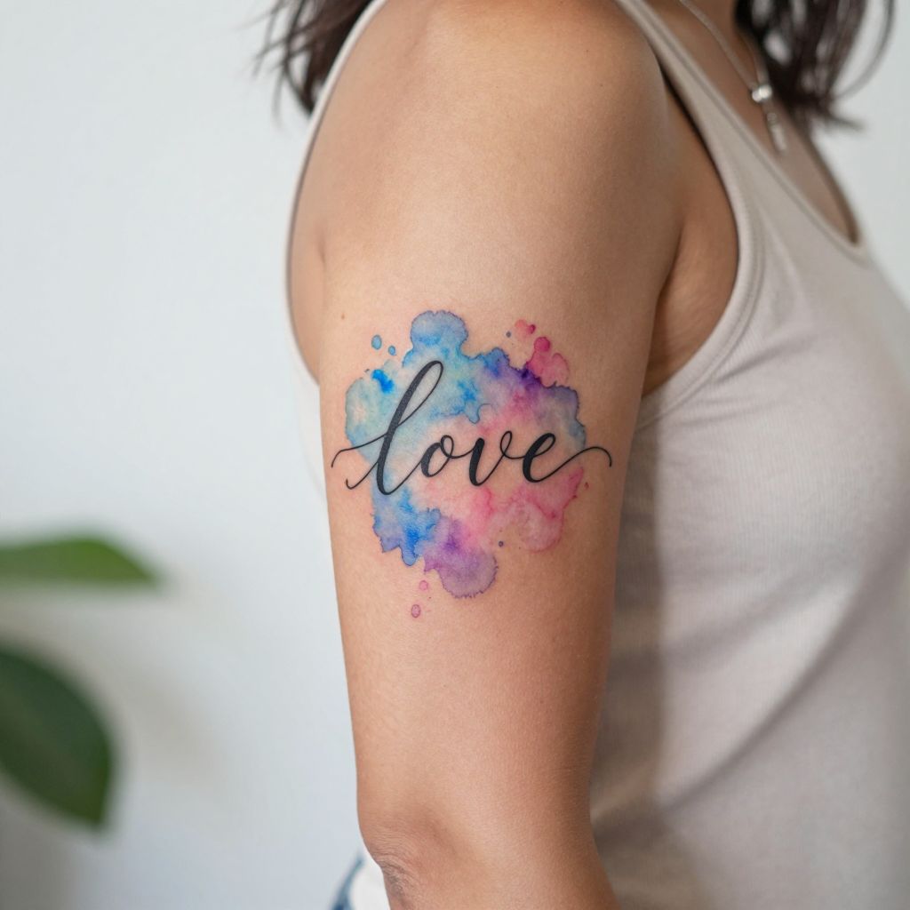 Floating Script Name with Watercolor Splash