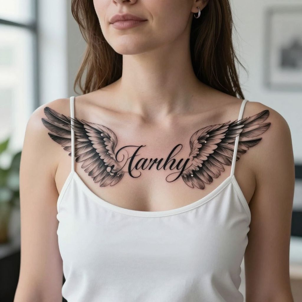 Angel Wings Cradling the Name