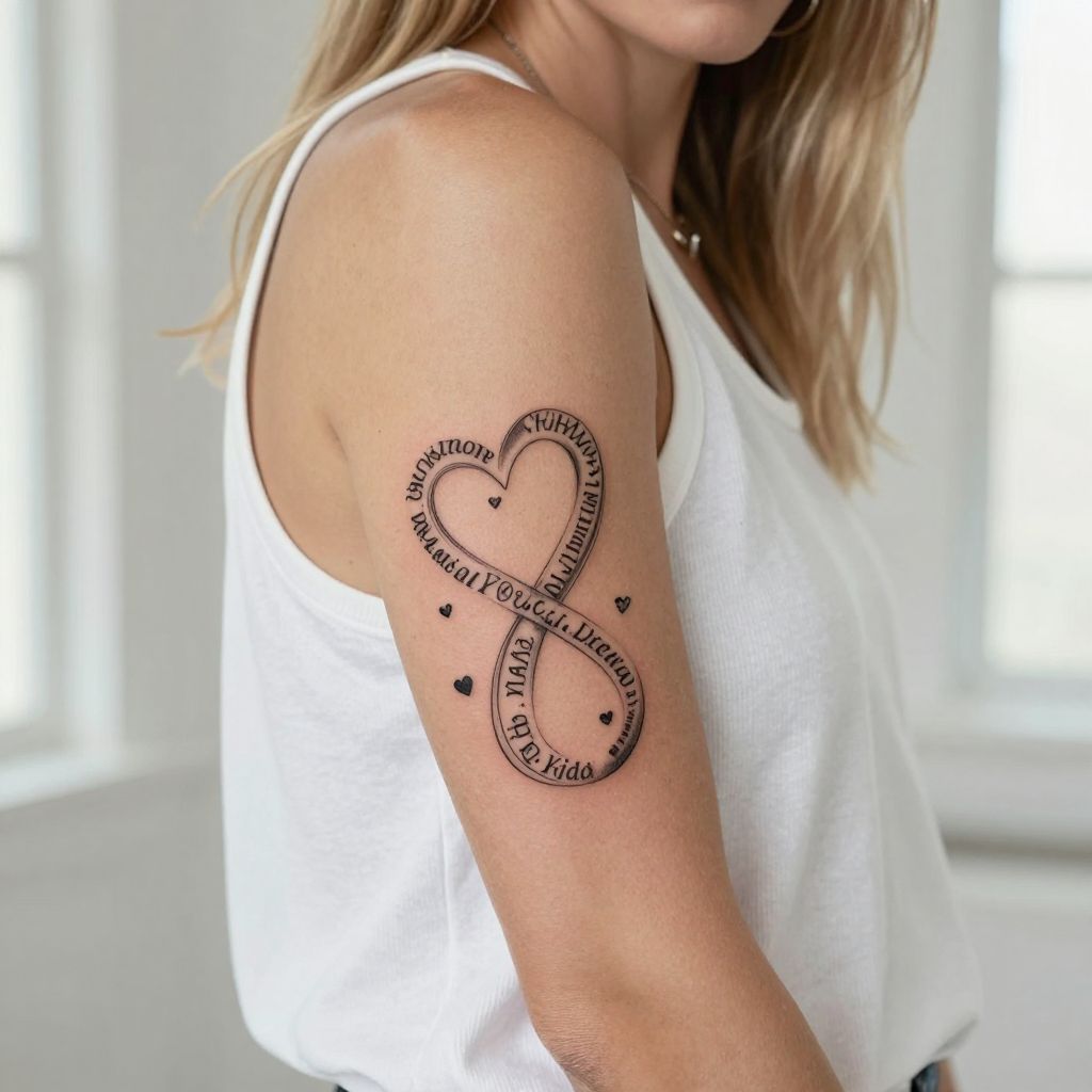 Infinity Heart with Multiple Kid Names