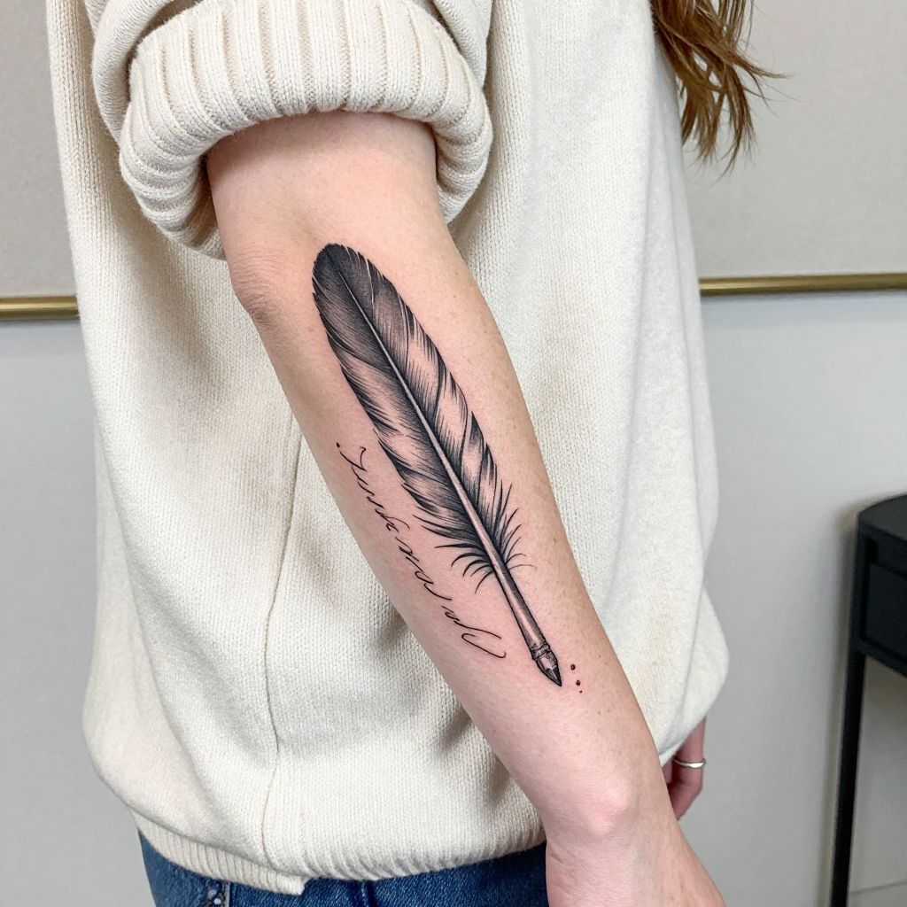 Feather Quill Writing the Name