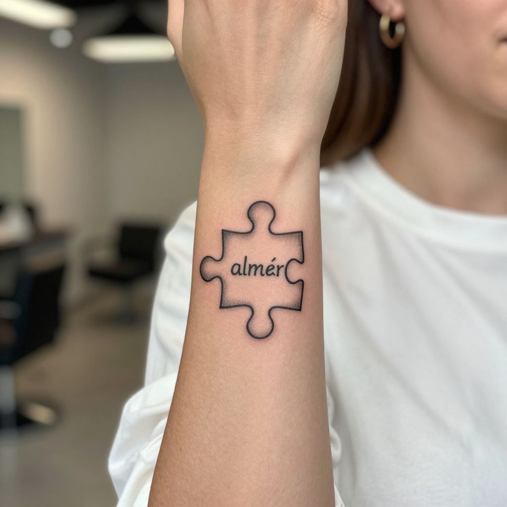 Puzzle Piece Name Tattoo