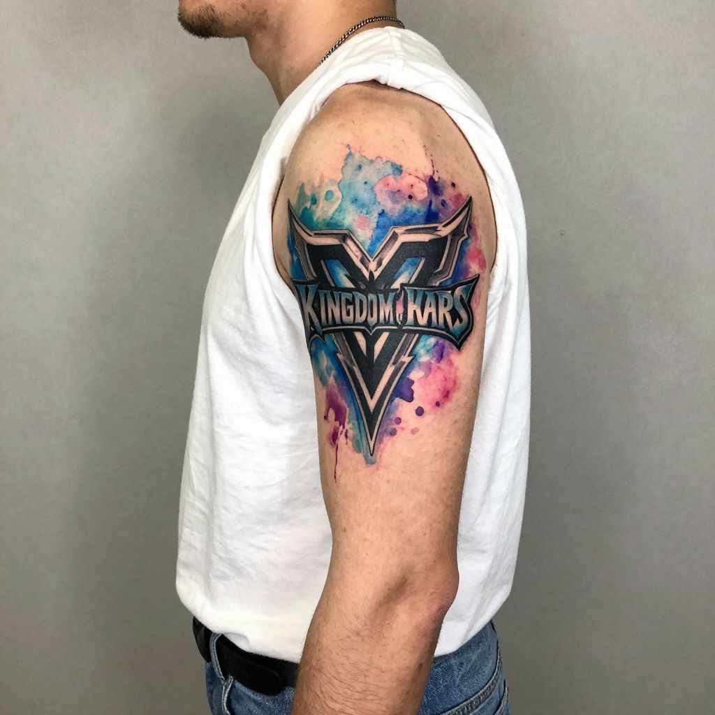Kingdom Hearts Logo with Watercolor Background