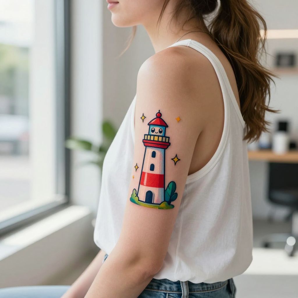 Cartoon Style Cute Lighthouse