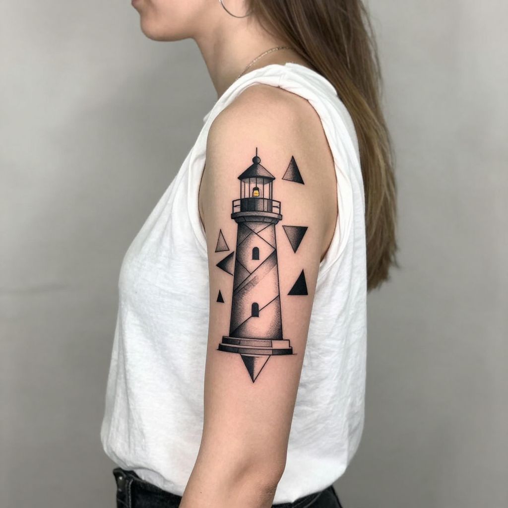 Geometric Lighthouse Composition