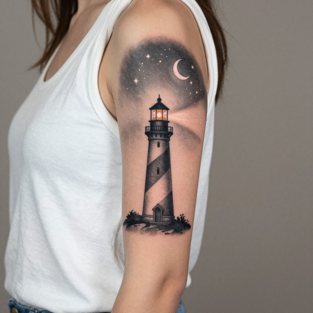 Celestial Lighthouse Scene