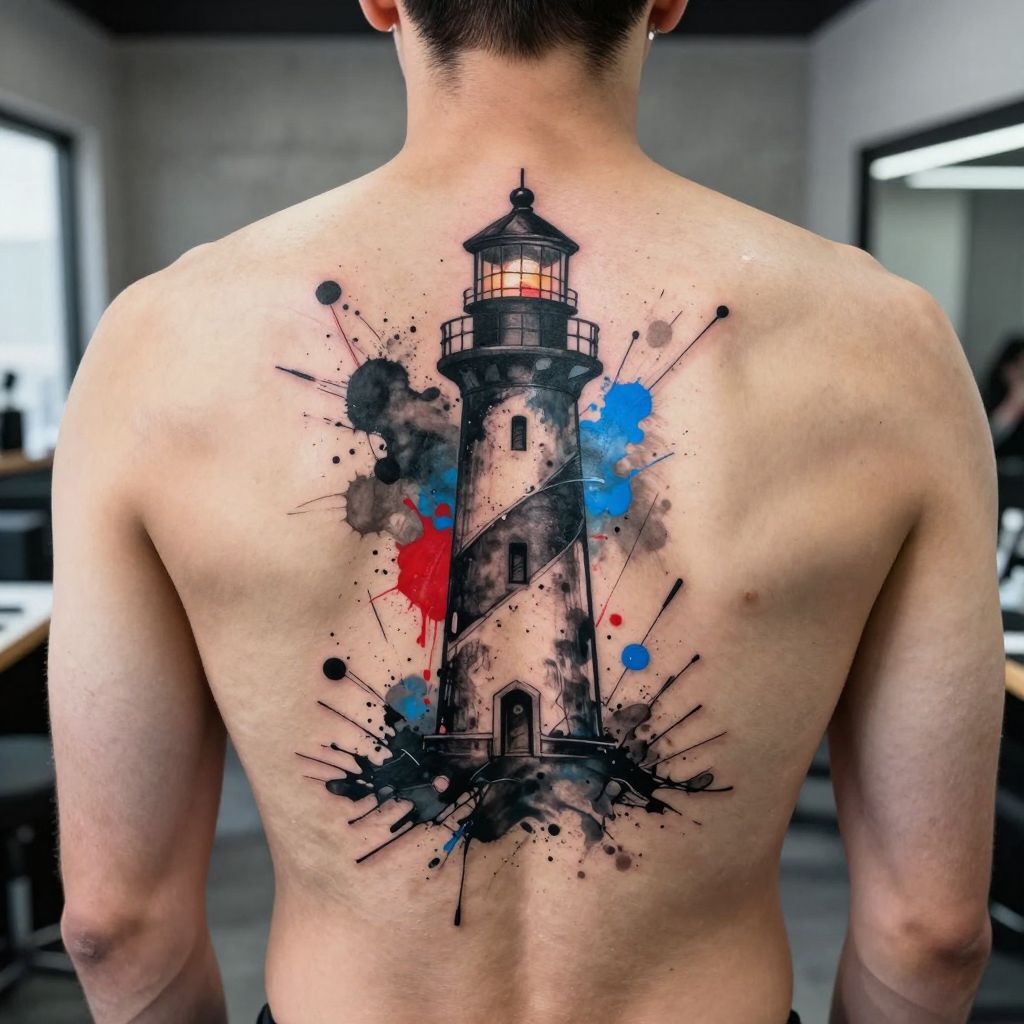 Abstract Lighthouse Ink Blot Design