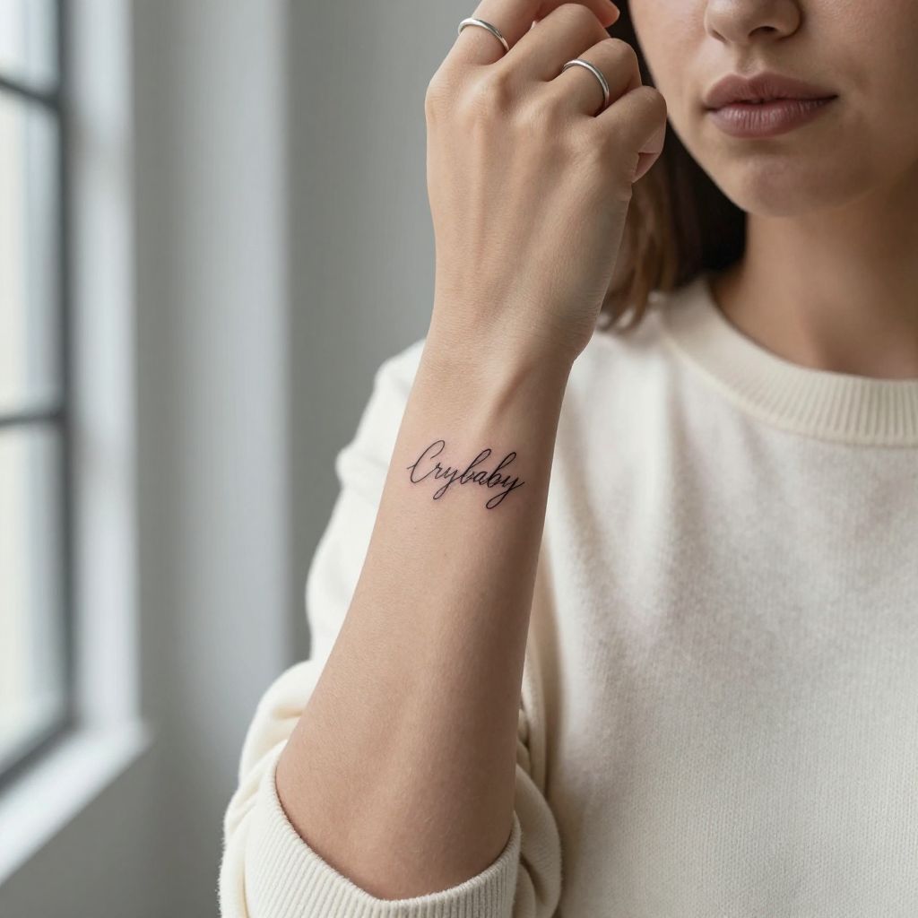 Crybaby Script Tattoo