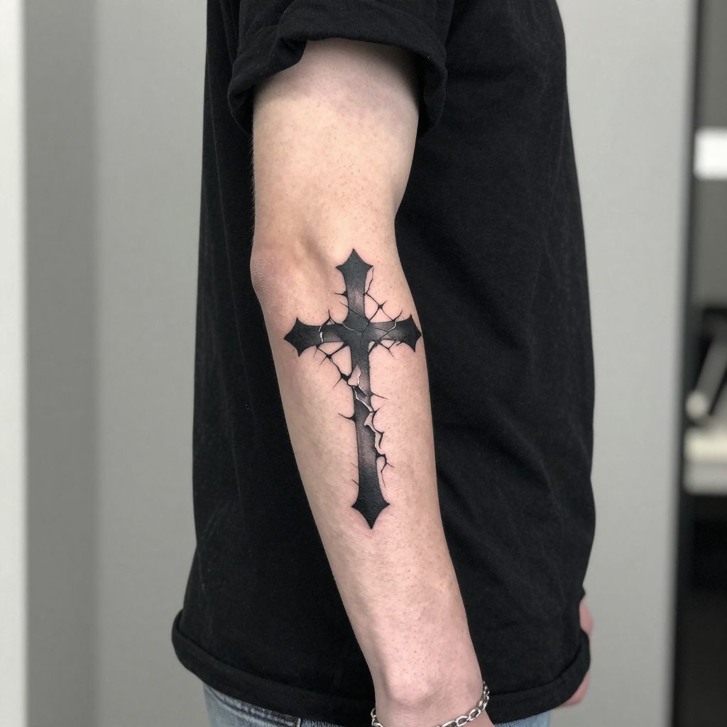 Broken Cross Tattoo