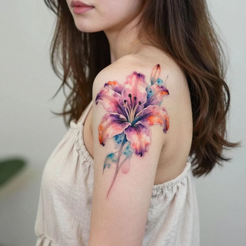 Watercolor Lily Burst