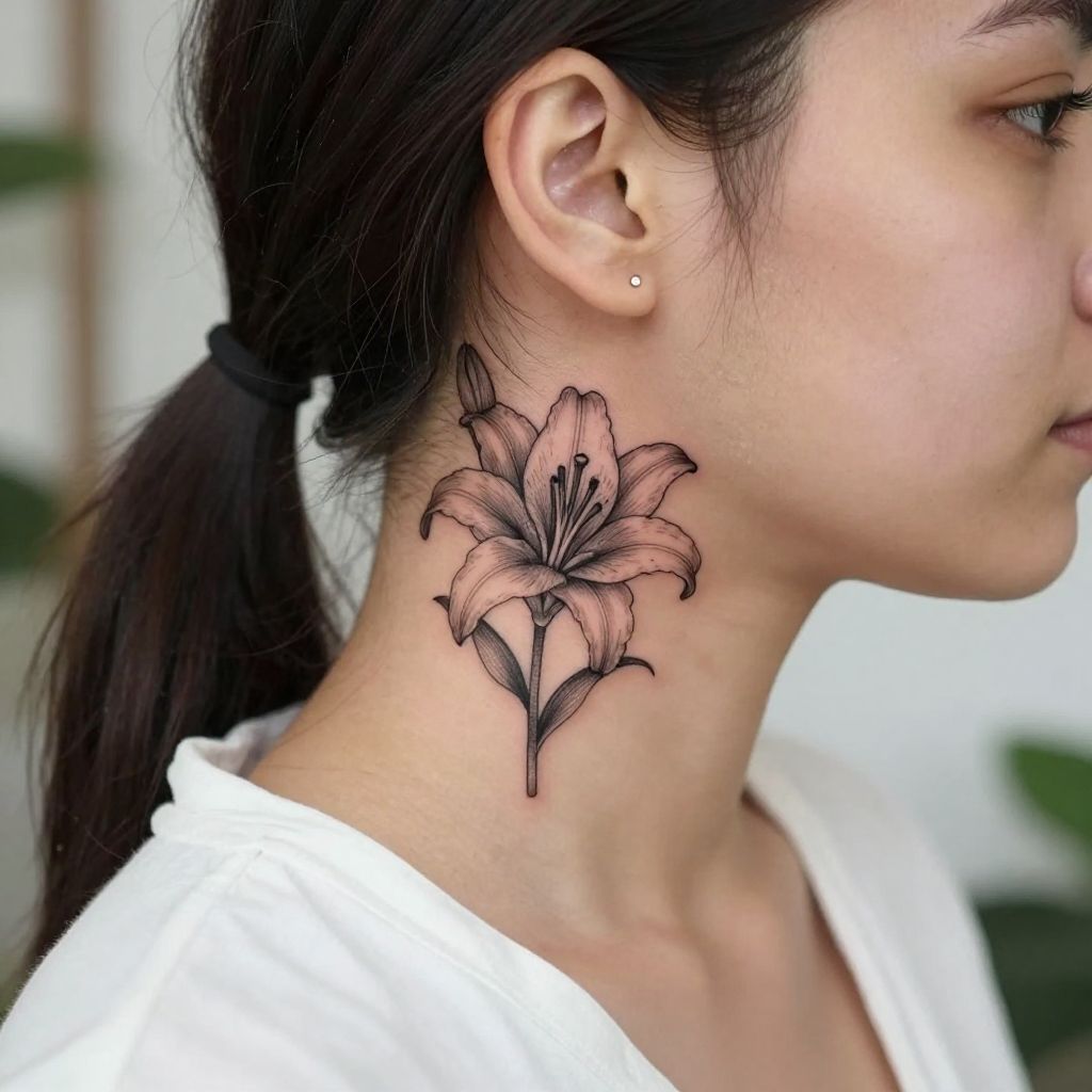 Fine Line Lily Behind the Ear