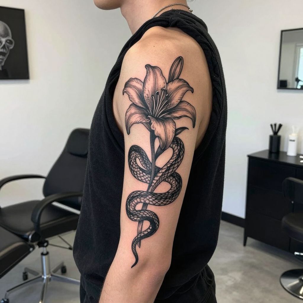 Lily and Snake Composition