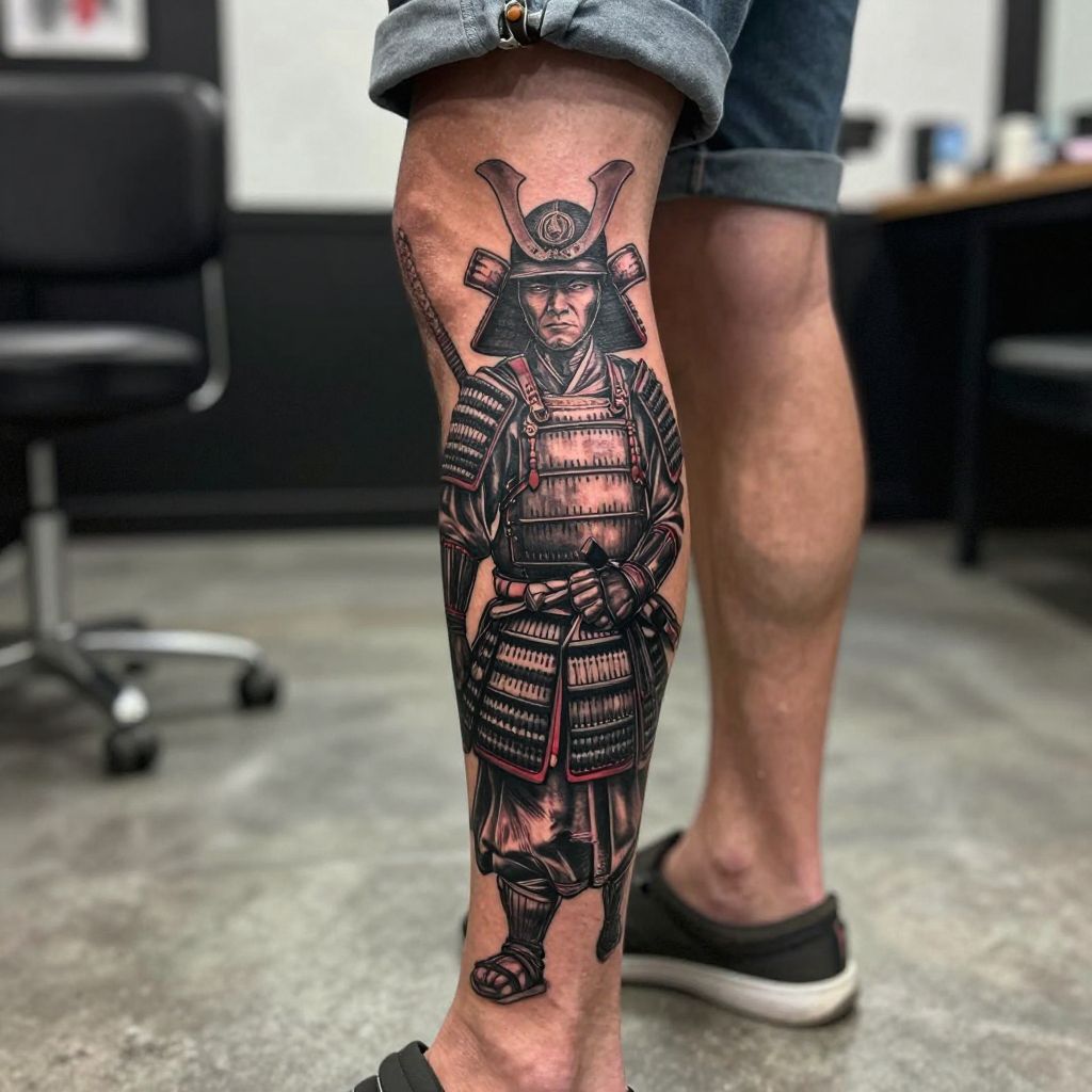 Samurai Warrior Shin Tattoo