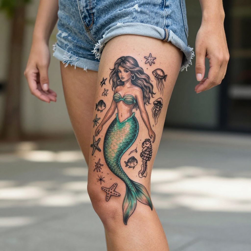 Mermaid with Sea Creatures