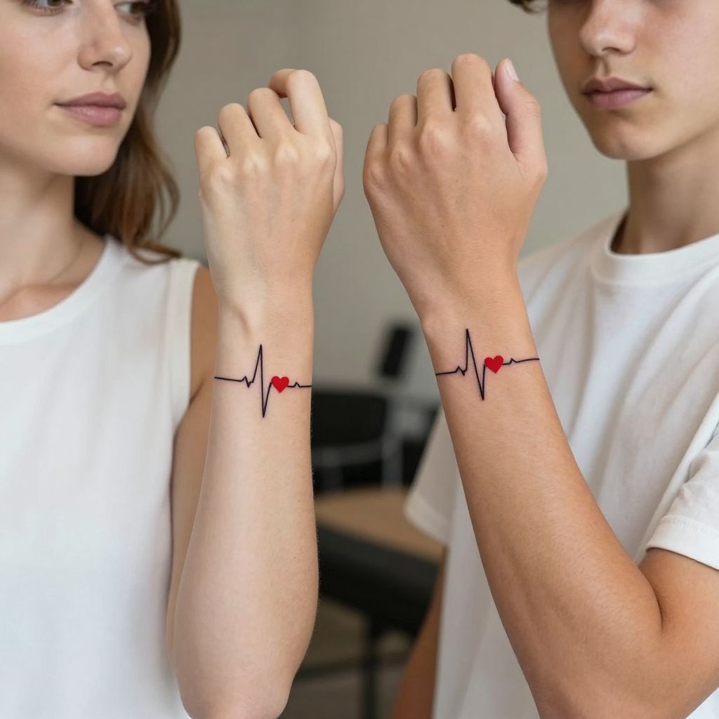 Matching Heartbeats tattoo