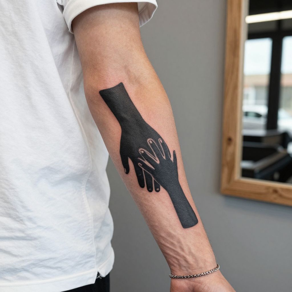 Hand Holding Silhouettes tattoo
