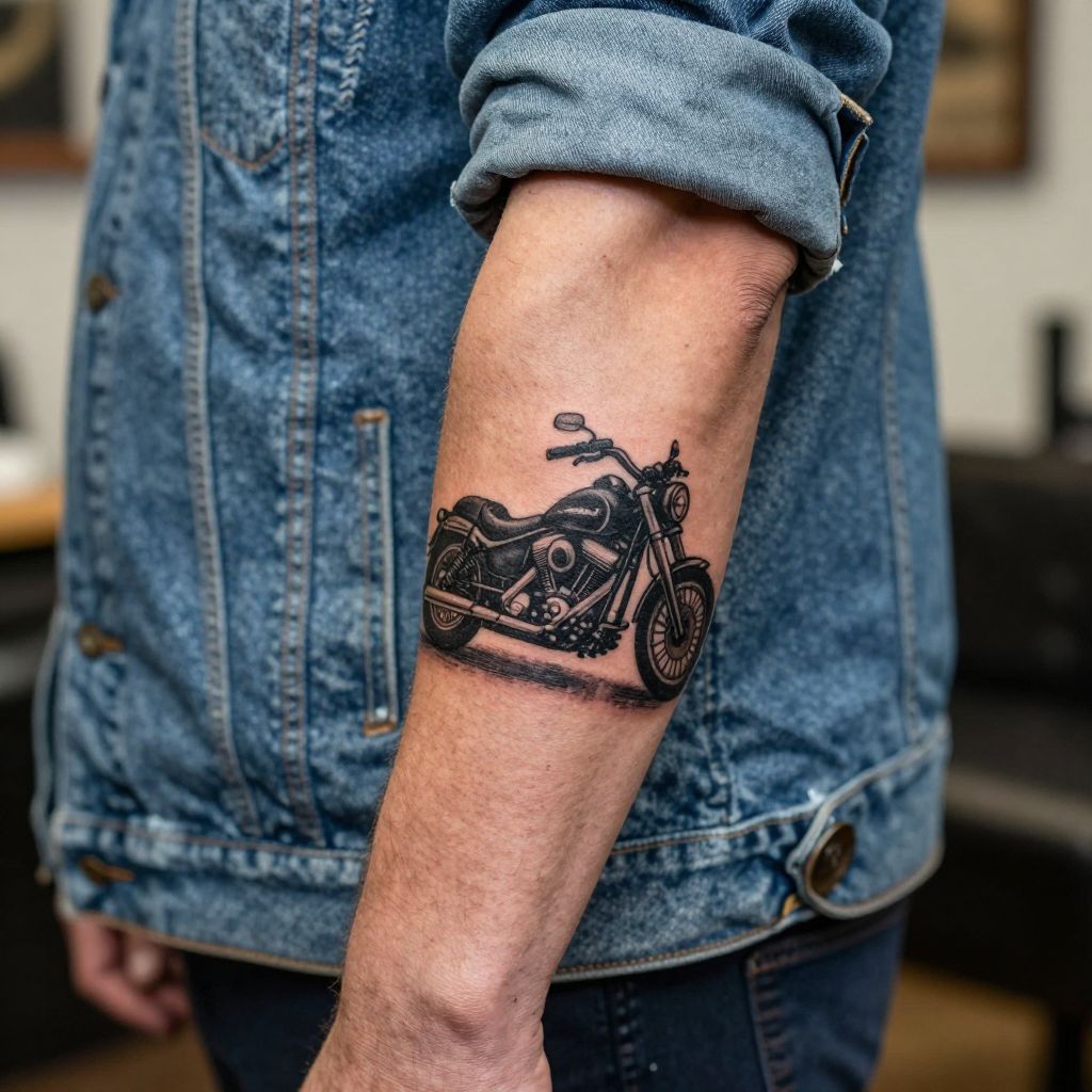 motorcycle tattoo ideas classic cruiser silhouette