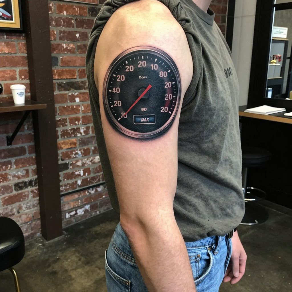 motorcycle tattoo ideas speedometer and mileage mark
