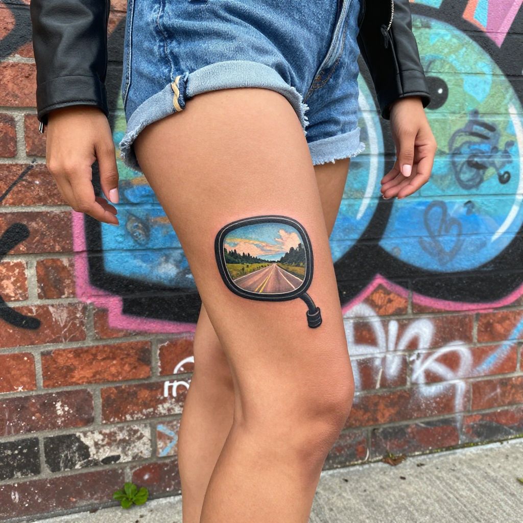motorcycle tattoo ideas side mirror portrait