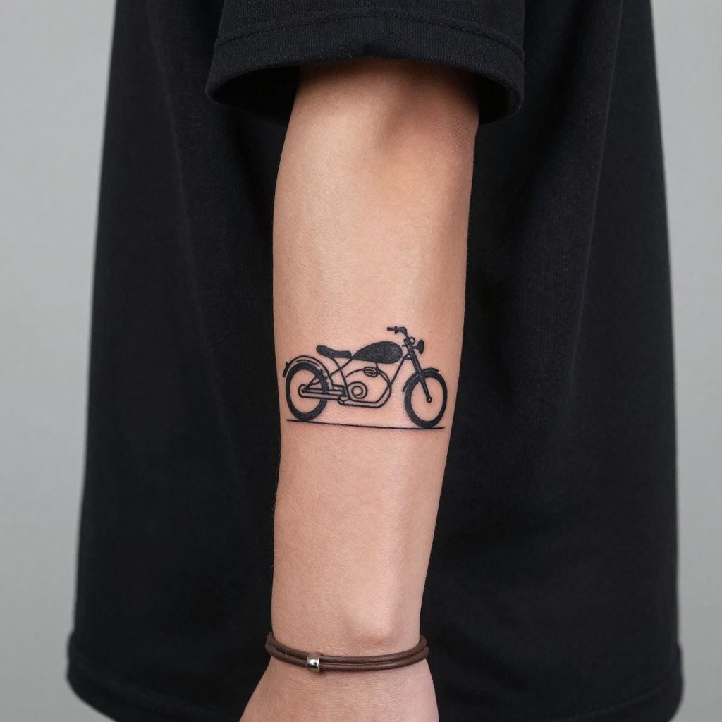 motorcycle tattoo ideas minimal line bike