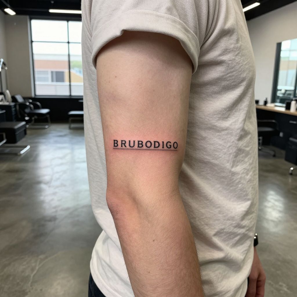 Minimal name with clean underline tattoo for men