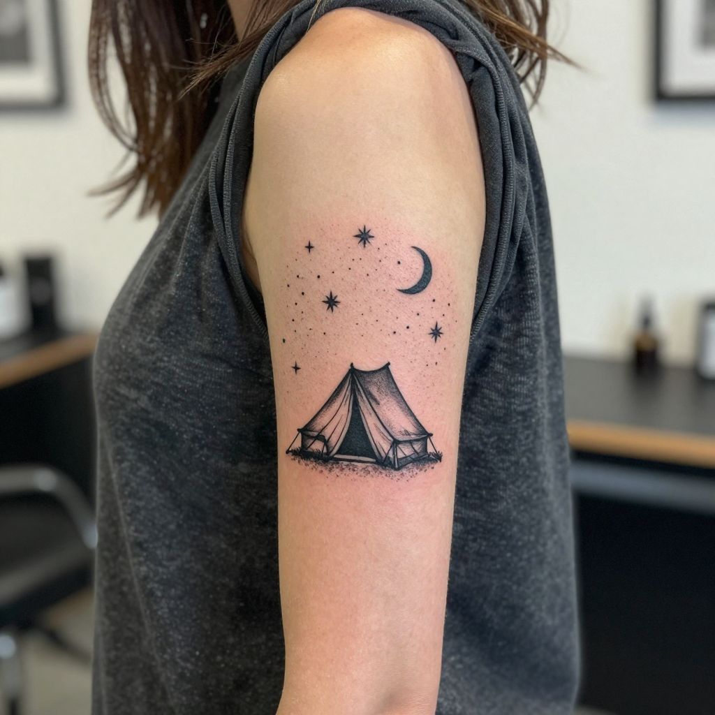 Tent Under the Stars tattoo idea
