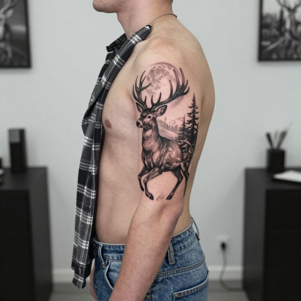 Deer in Midstep tattoo idea