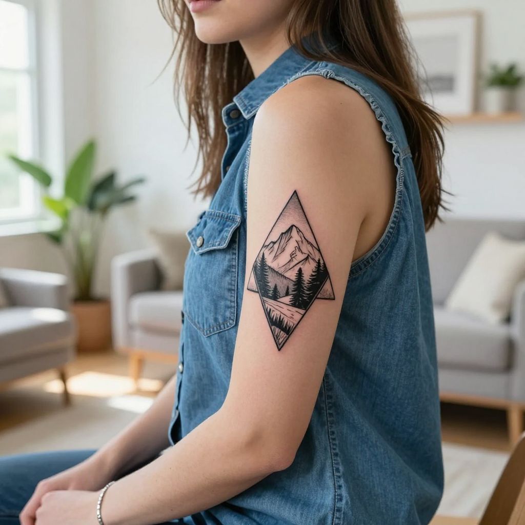 Trail Marker with Scenic Fill tattoo idea