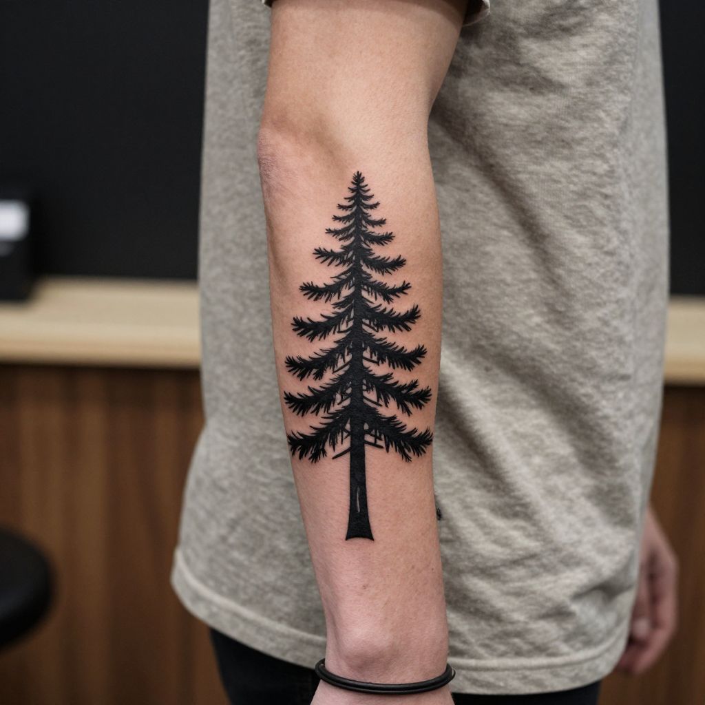 Pine Tree Silhouette tattoo idea
