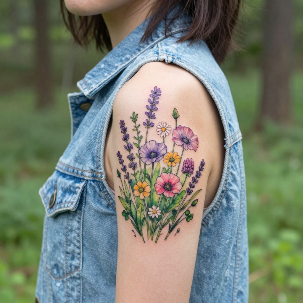 Wildflower Meadow tattoo idea